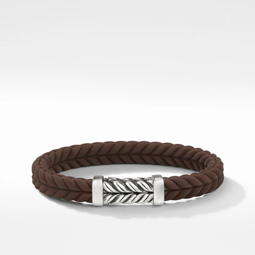 Chevron Brown Rubber Bracelet, Size Medium