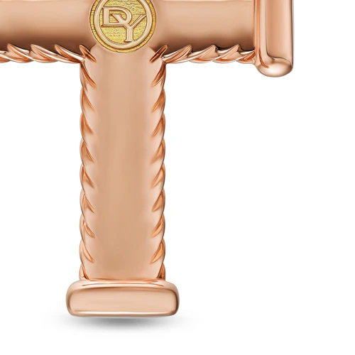 Chevron Cross Pendant in 18K Rose Gold with Cognac Diamonds, 32.6mm - Image 5