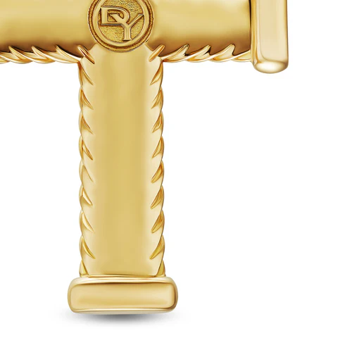 Chevron Cross Pendant in 18K Yellow Gold with Diamonds, 32.6mm - Image 5