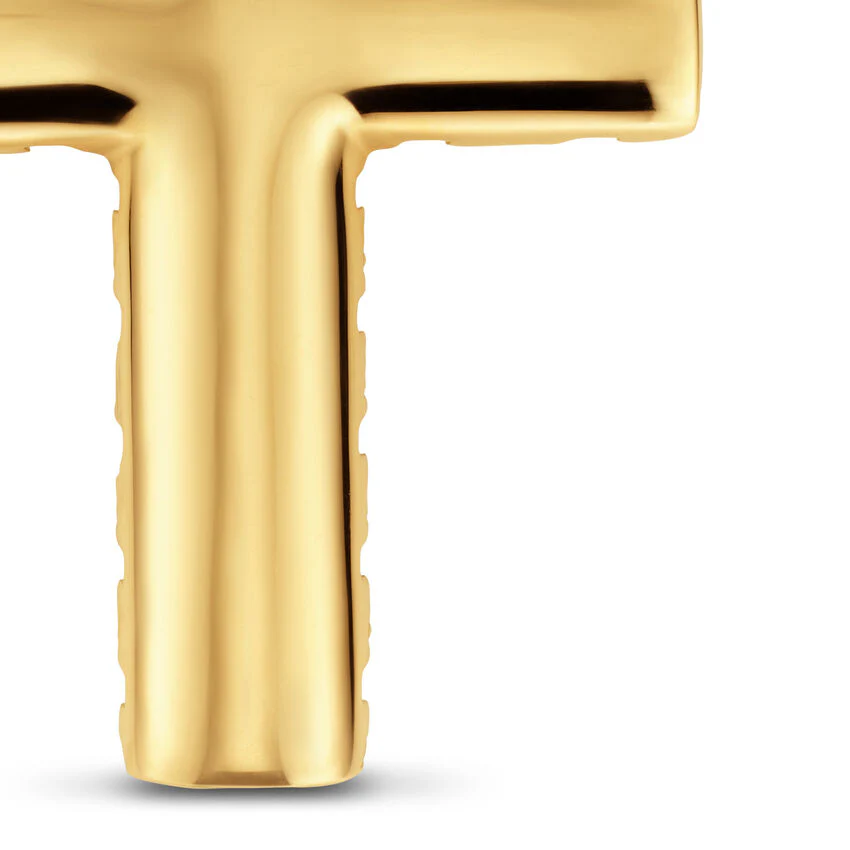 Chevron Cross Pendant in 18K Yellow Gold with Diamonds, 36mm - Image 4