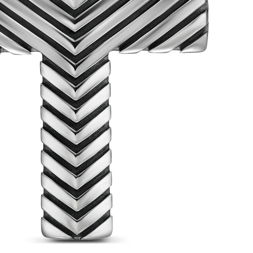 Chevron Cross Pendant in Sterling Silver, 36mm - Image 3