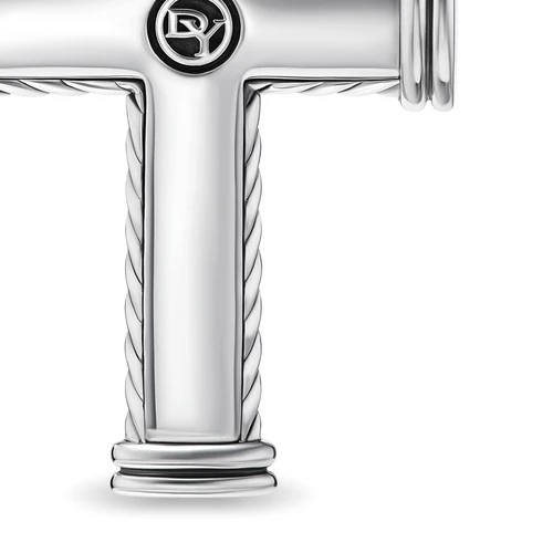 Chevron Cross Pendant in Sterling Silver with 18K Yellow Gold, 33mm - Image 5
