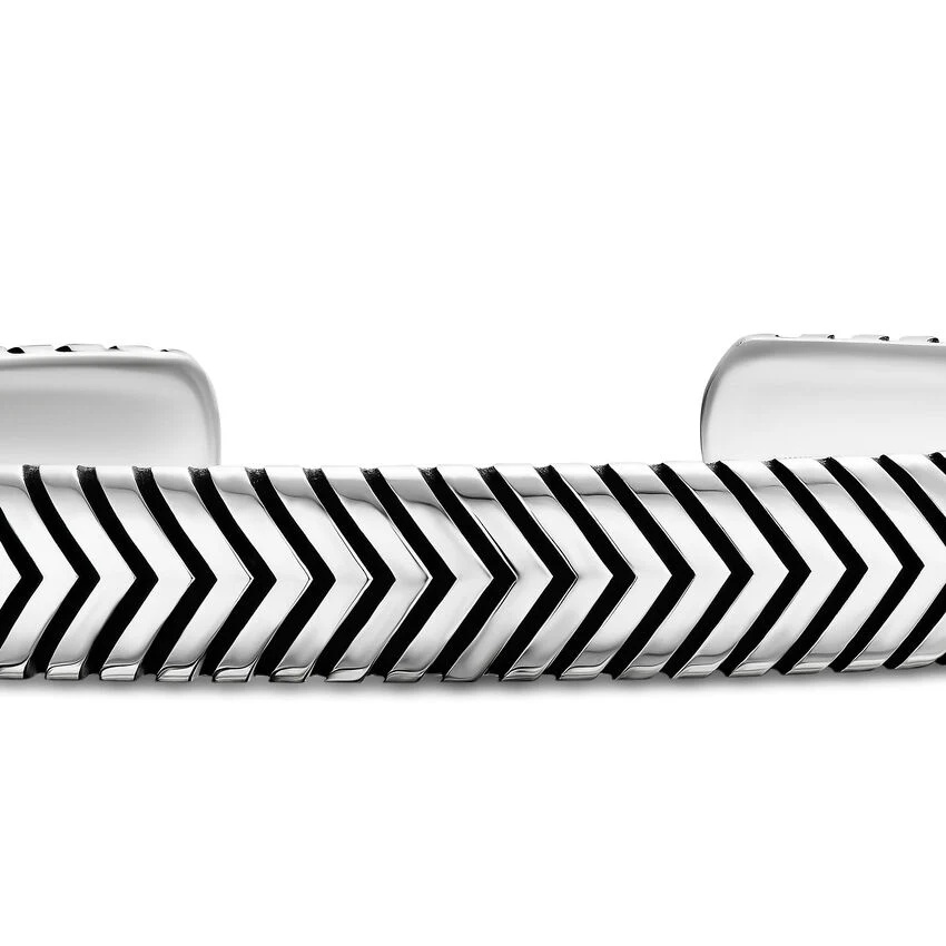 Chevron Cuff Bracelet in Sterling Silver, 8mm, Size Medium - Image 3