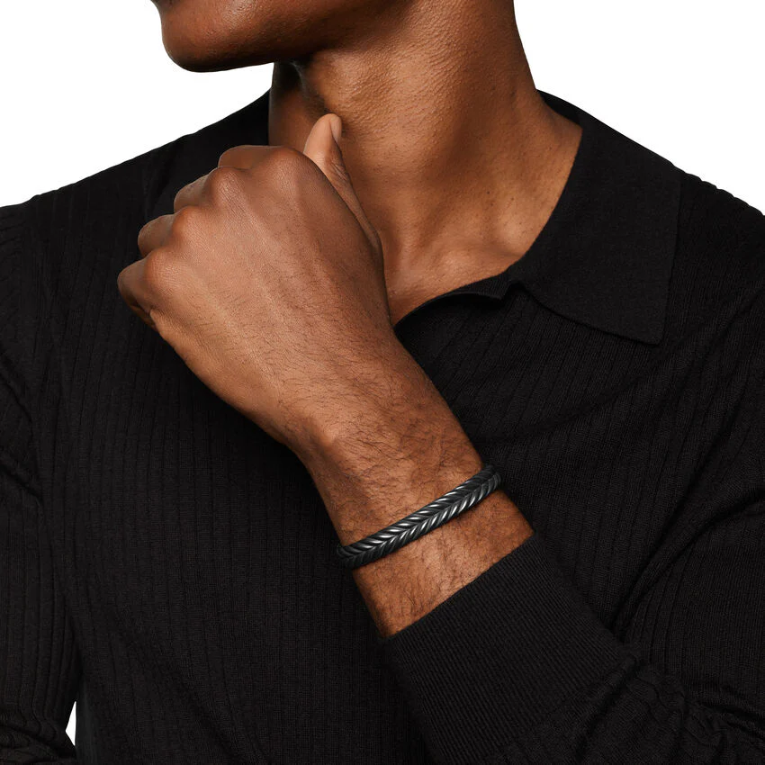 Chevron Flex Cuff in Black Titanium, 10mm, Size Medium - Image 3