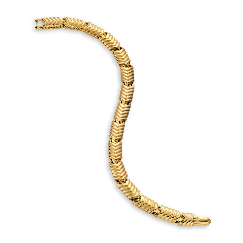 Chevron Link Bracelet in 18K Yellow Gold, 7.6mm, Size Medium - Image 3
