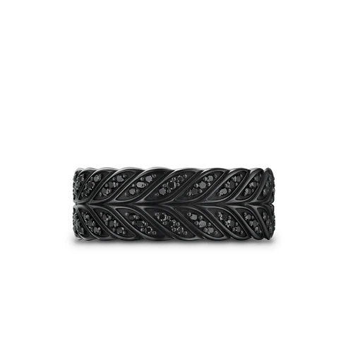 Chevron Pavé Band Ring in Black Titanium with Black Diamonds, 9mm, Size 11
