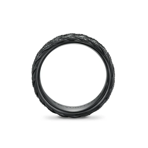 Chevron Pavé Band Ring in Black Titanium with Black Diamonds, 9mm, Size 9 - Image 4