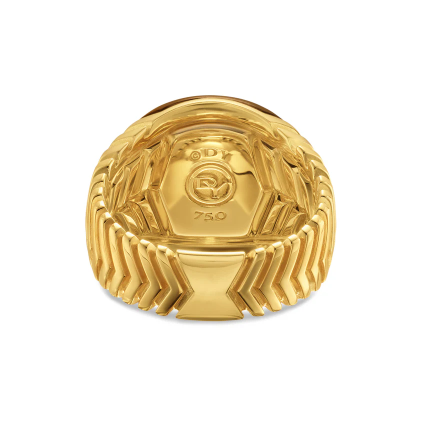 Chevron Signet Ring in 18K Yellow Gold with Tiger's Eye, 18mm, Size 9 - Image 3