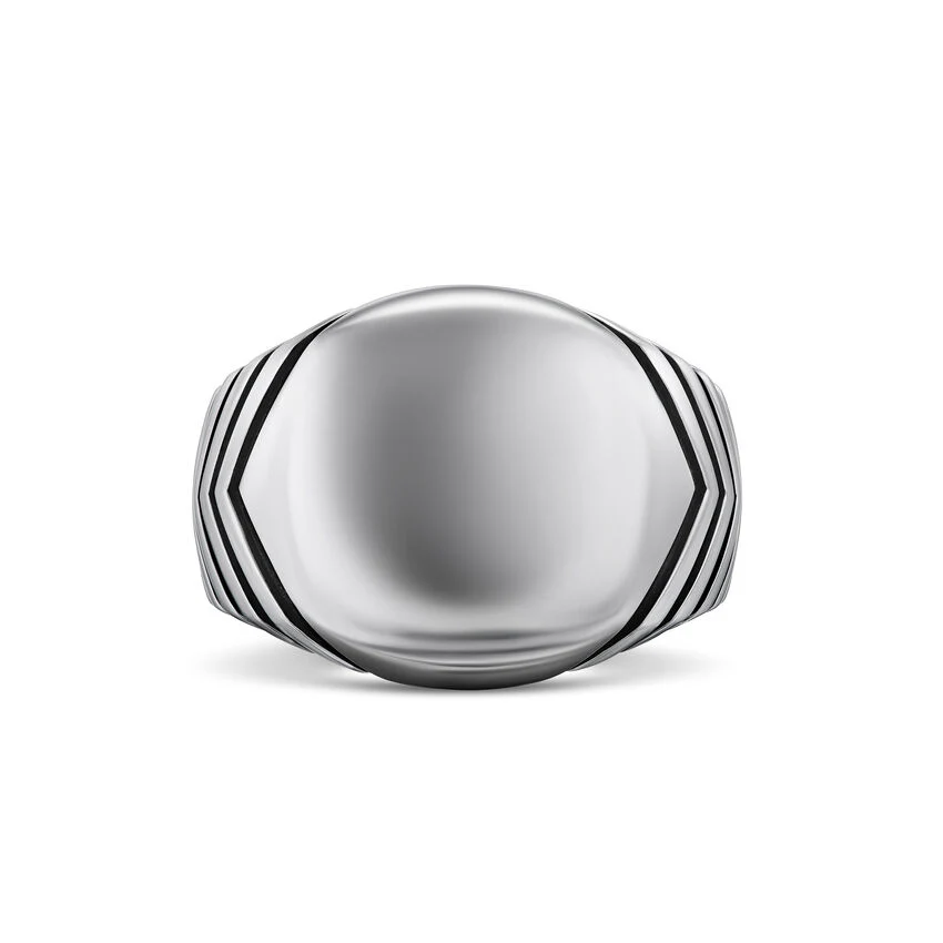 Chevron Signet Ring in Sterling Silver, 18mm, Size 9 - Image 2