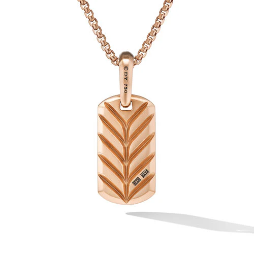 Chevron Tag in 18K Rose Gold with Cognac Diamonds, 21mm - Image 2