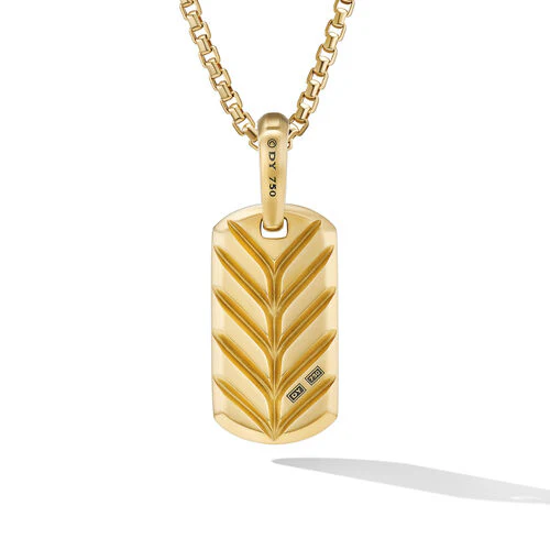 Chevron Tag in 18K Yellow Gold, 21mm - Image 2