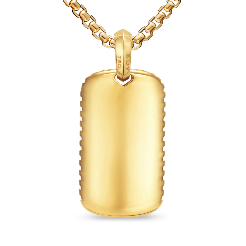 Chevron Tag in 18K Yellow Gold with Black Onyx, 34mm - Image 3