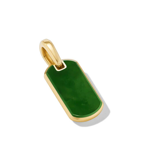 Chevron Tag in 18K Yellow Gold with Nephrite Jade, 21mm - Image 3