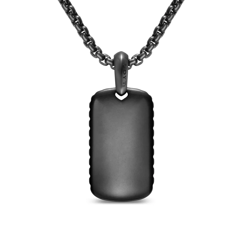 Chevron Tag in Black Titanium with Diamonds, 27mm - Image 3