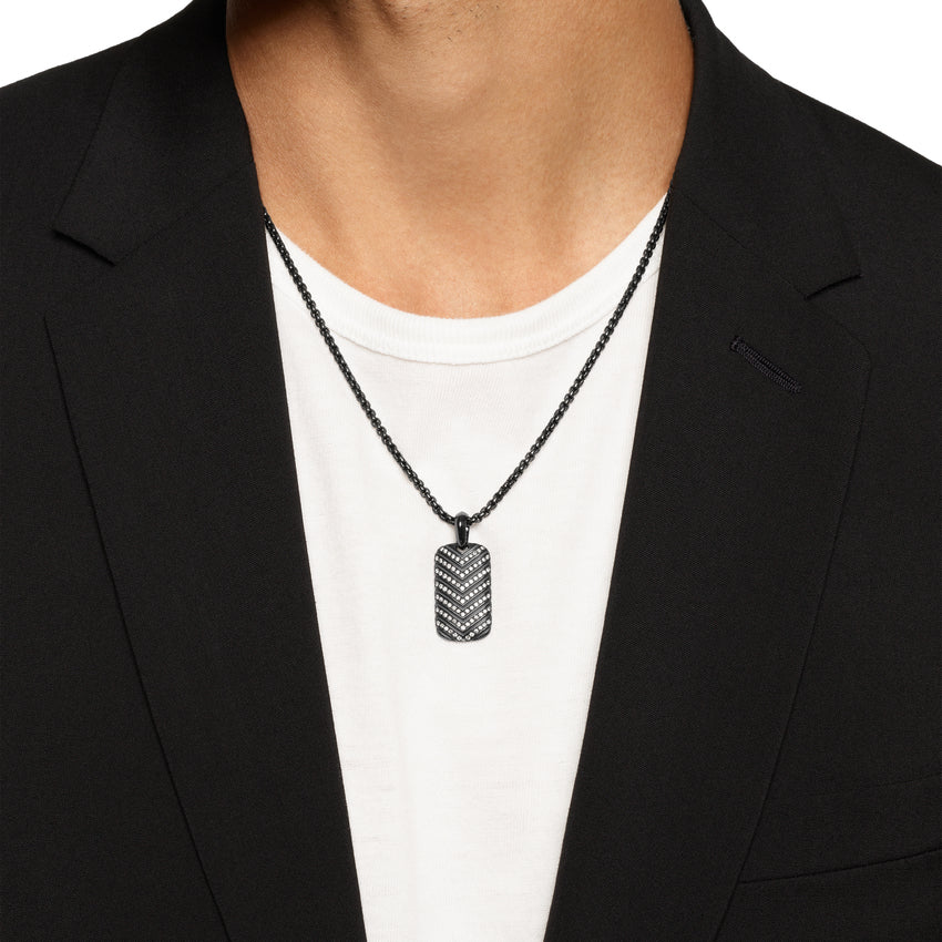 Chevron Tag in Black Titanium with Diamonds, 27mm - Image 6