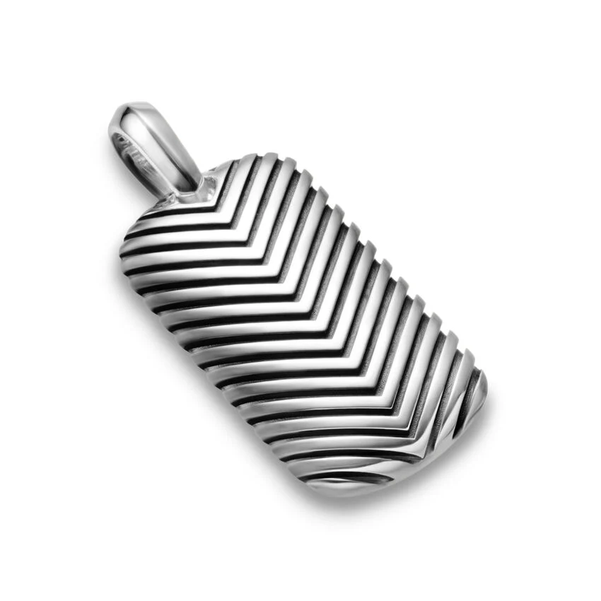 Chevron Tag in Sterling Silver, 27mm
