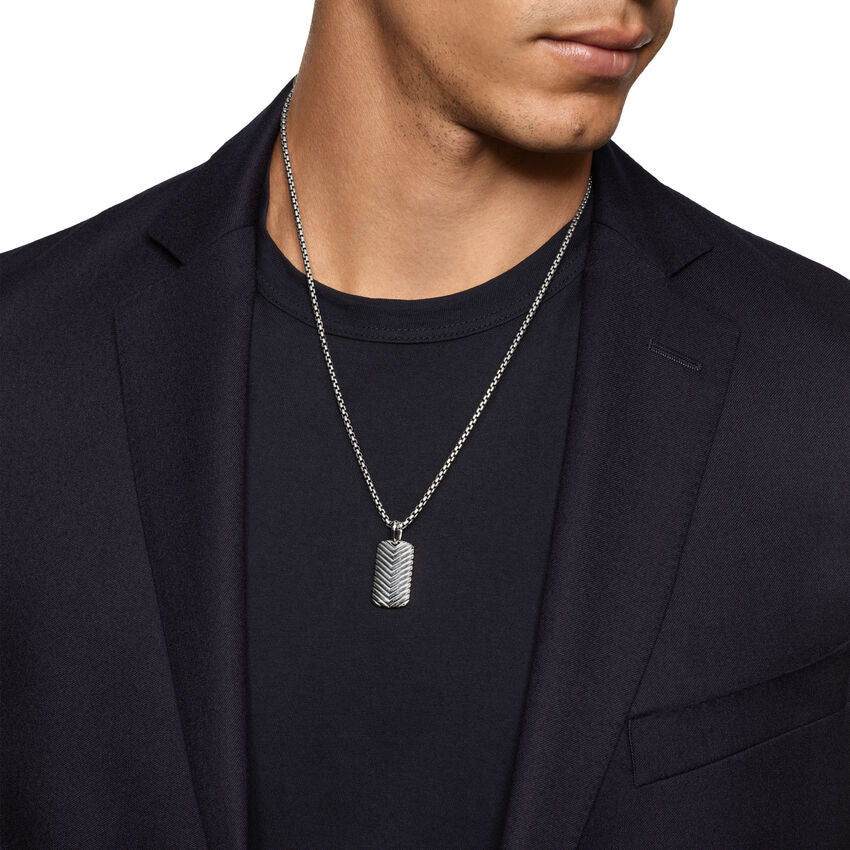 Chevron Tag in Sterling Silver, 27mm - Image 6