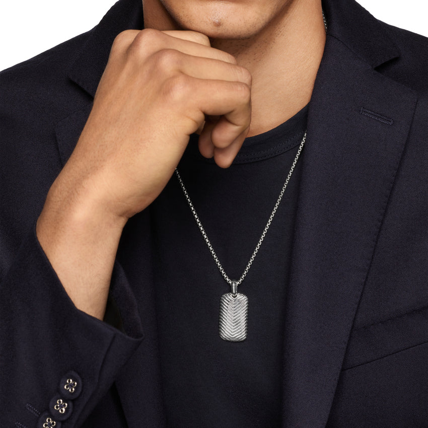 Chevron Tag in Sterling Silver, 34mm - Image 6