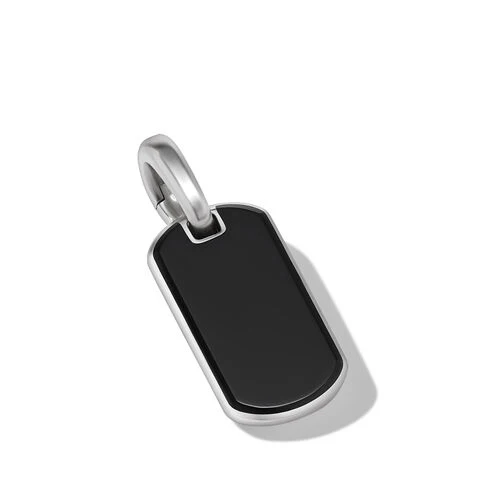 Chevron Tag in Sterling Silver with Black Onyx, 21mm - Image 3