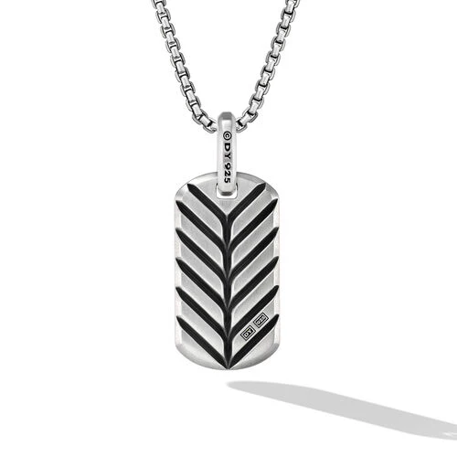 Chevron Tag in Sterling Silver with Black Onyx, 27mm - Image 2