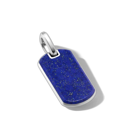 Chevron Tag in Sterling Silver with Lapis Lazuli, 27mm - Image 3