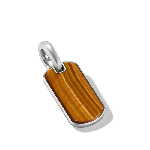 Chevron Tag in Sterling Silver with Tiger's Eye, 21mm - Image 3
