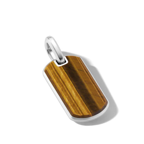 Chevron Tag in Sterling Silver with Tiger's Eye, 27mm - Image 3