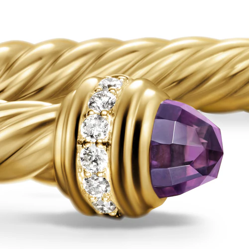 Classic Cablespira Bracelet in 18K Yellow Gold with Amethyst and Diamonds, 5mm - Image 5