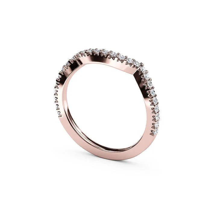 The Studio Collection Rose Gold Prong Set Curved Wedding Band - Image 2