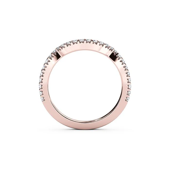 The Studio Collection Rose Gold Prong Set Curved Wedding Band - Image 3