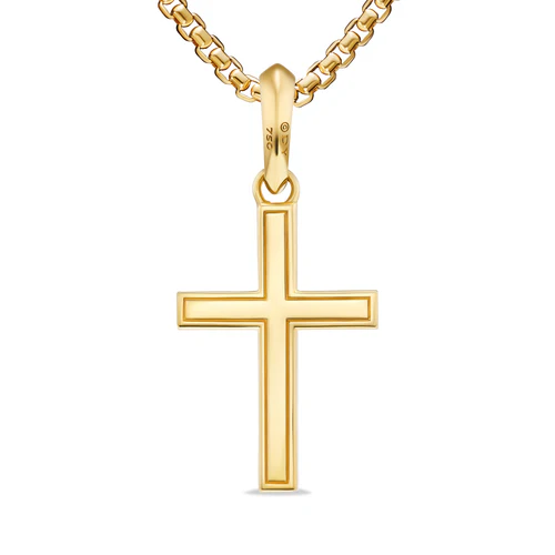 Cross Pendant in 18K Yellow Gold, 24mm - Image 3