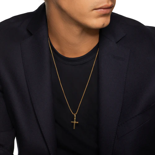 Cross Pendant in 18K Yellow Gold, 24mm - Image 6