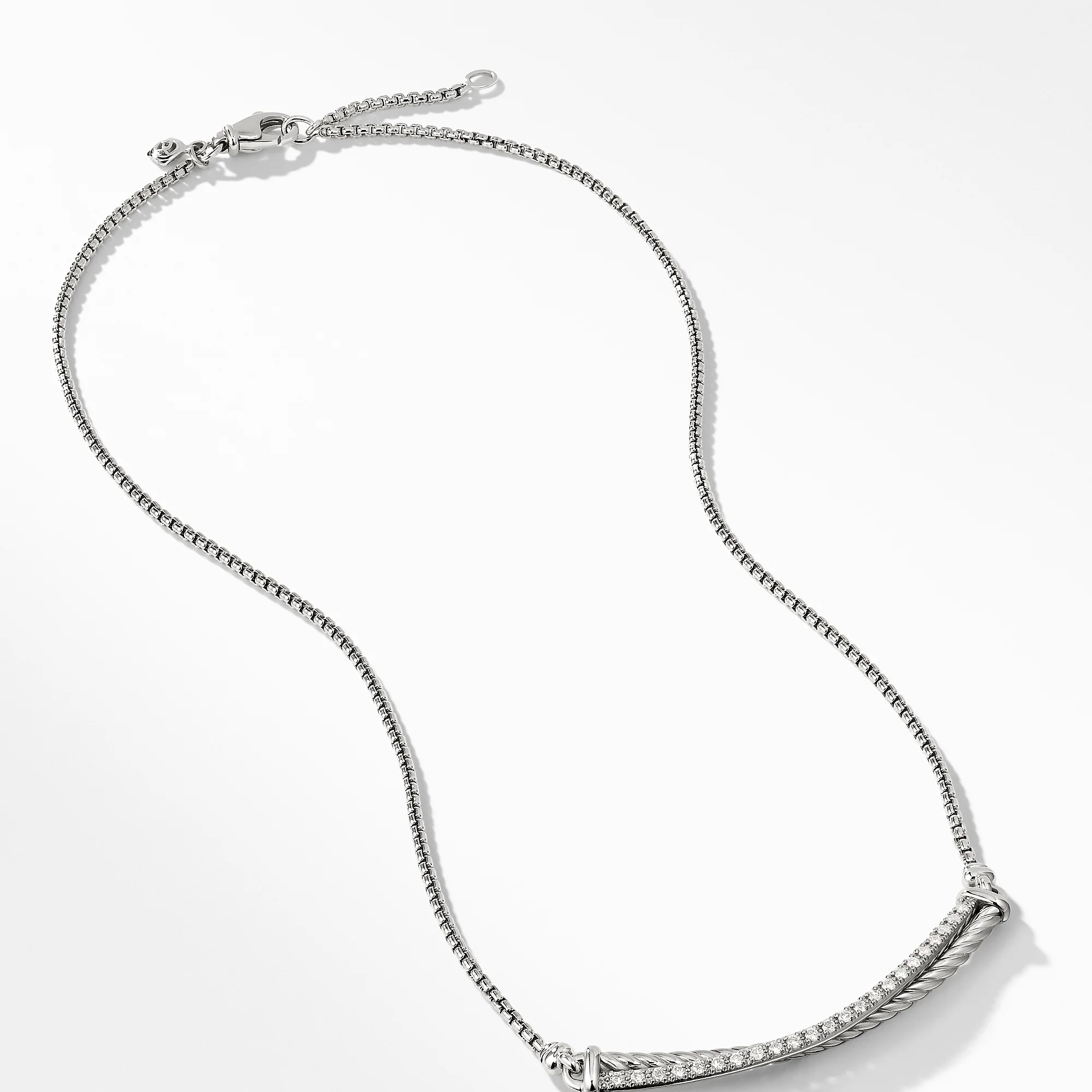 Crossover Bar Necklace with Diamonds, 17" Length - Image 2