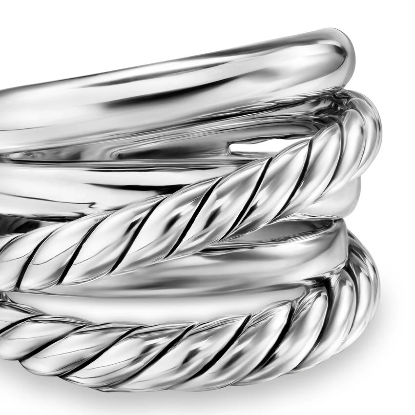 Crossover Five Row Ring in Sterling Silver, 17.5mm, Size 6 - Image 3