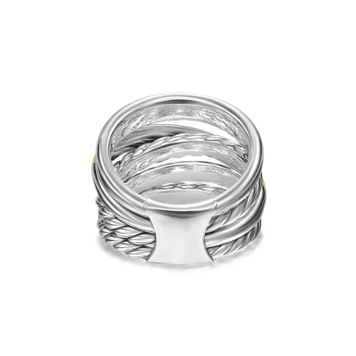 Crossover Five Row Ring in Sterling Silver with 14K Yellow Gold, 17.5mm, Size 8 - Image 3