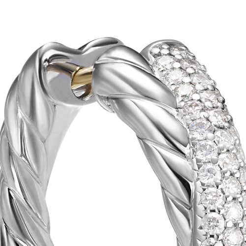 Crossover Hoop Earrings in Sterling Silver with Diamonds, 22.4mm - Image 4