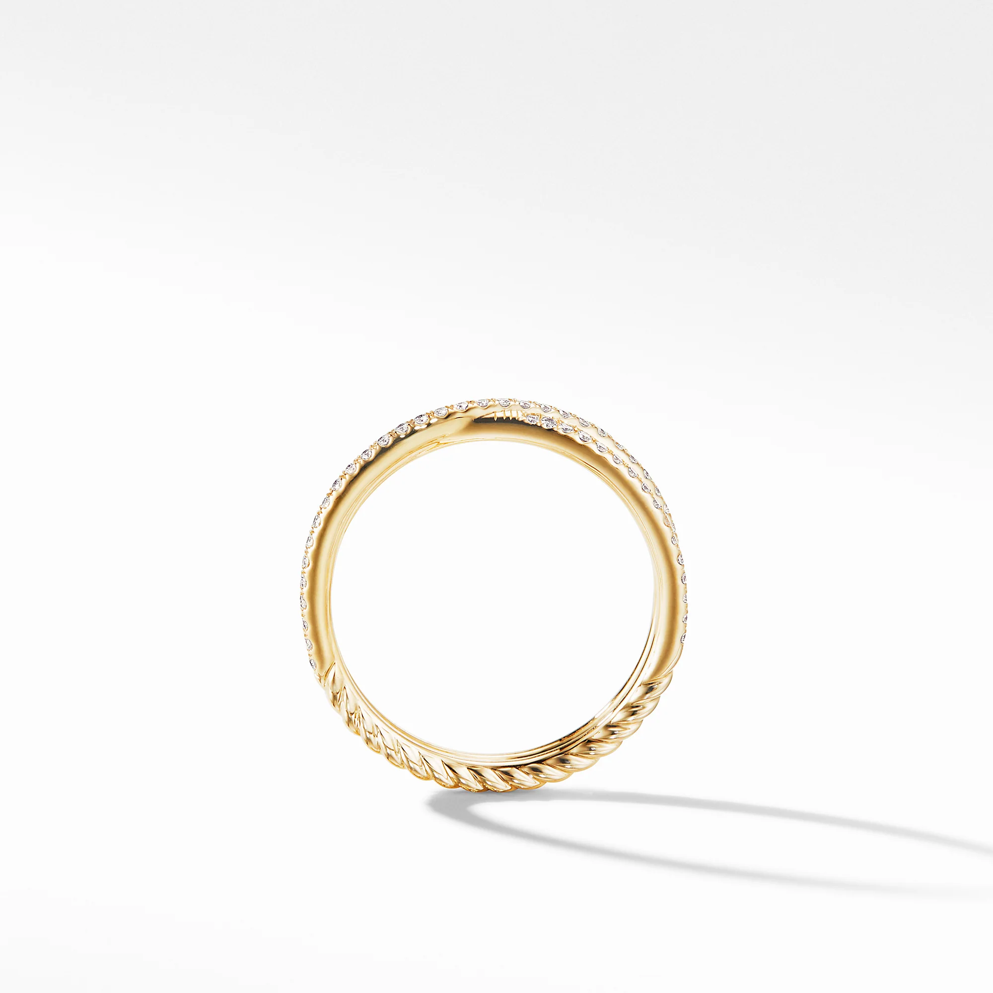 Crossover Micro Pavé Diamond Wedding Band Ring in 18K Yellow Gold, Size 6 - Image 2