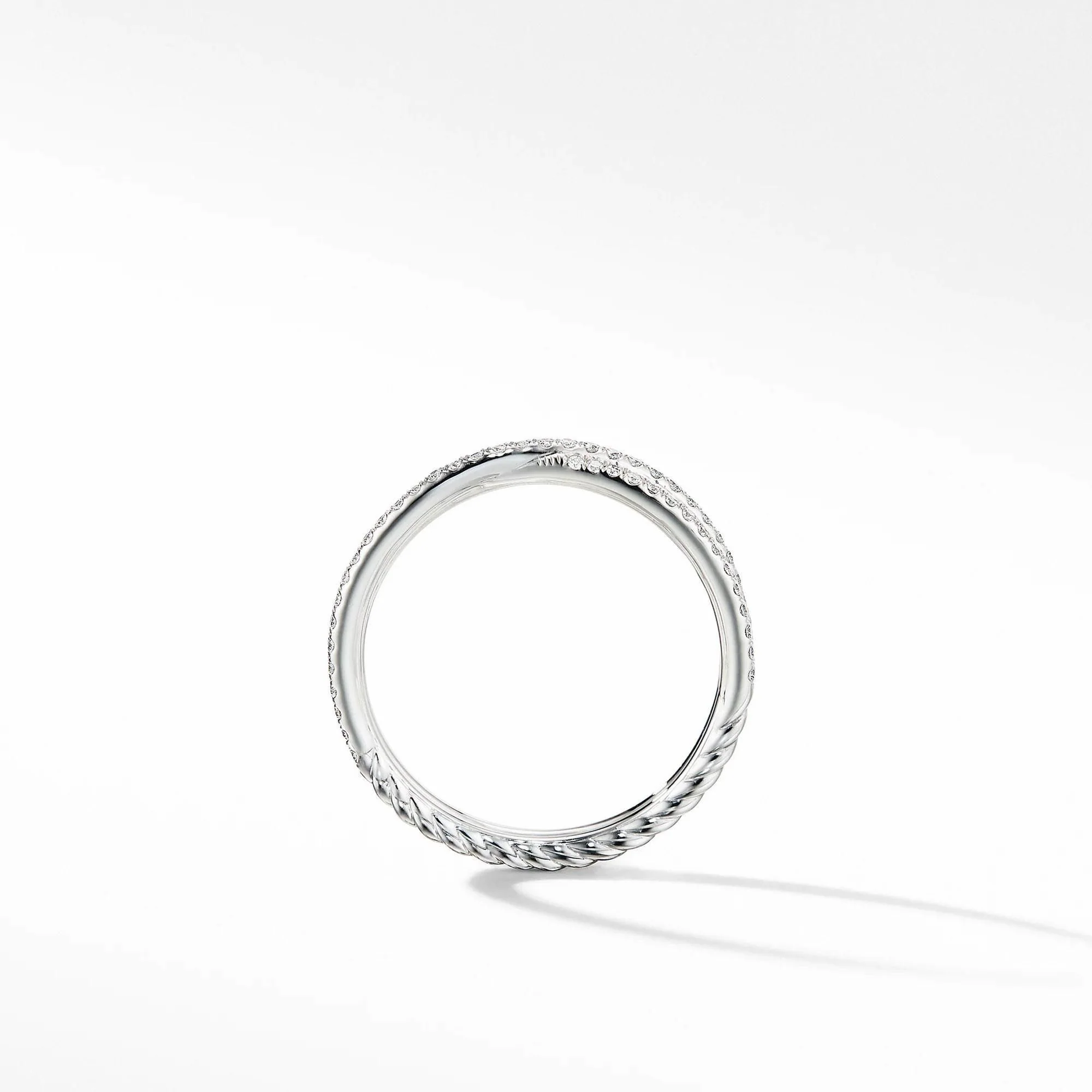 Crossover Micro Pavé Wedding Band Ring in Platinum, Size 7 - Image 2