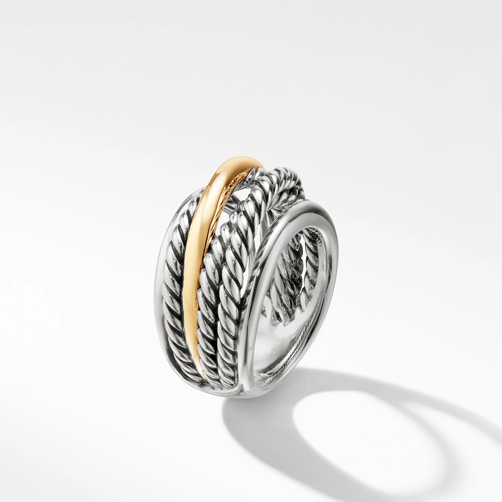 Crossover Narrow Ring with Gold, Size 6 - Image 3