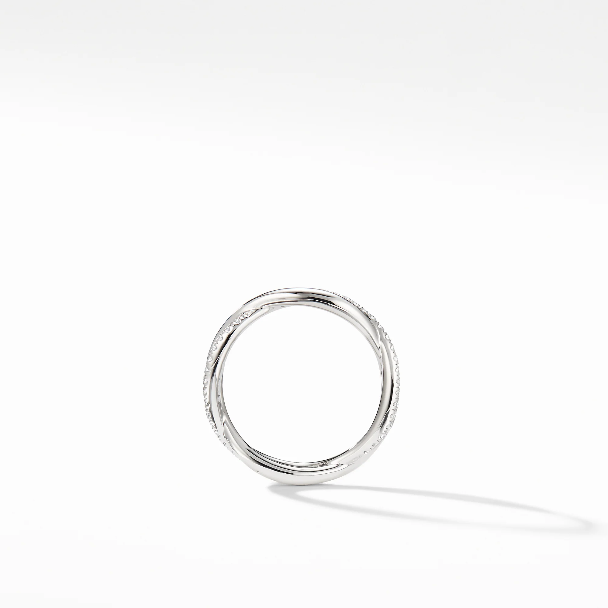 Crossover Pavé Diamond Wedding Band Ring in 18K Yellow Gold, Size 7 - Image 2