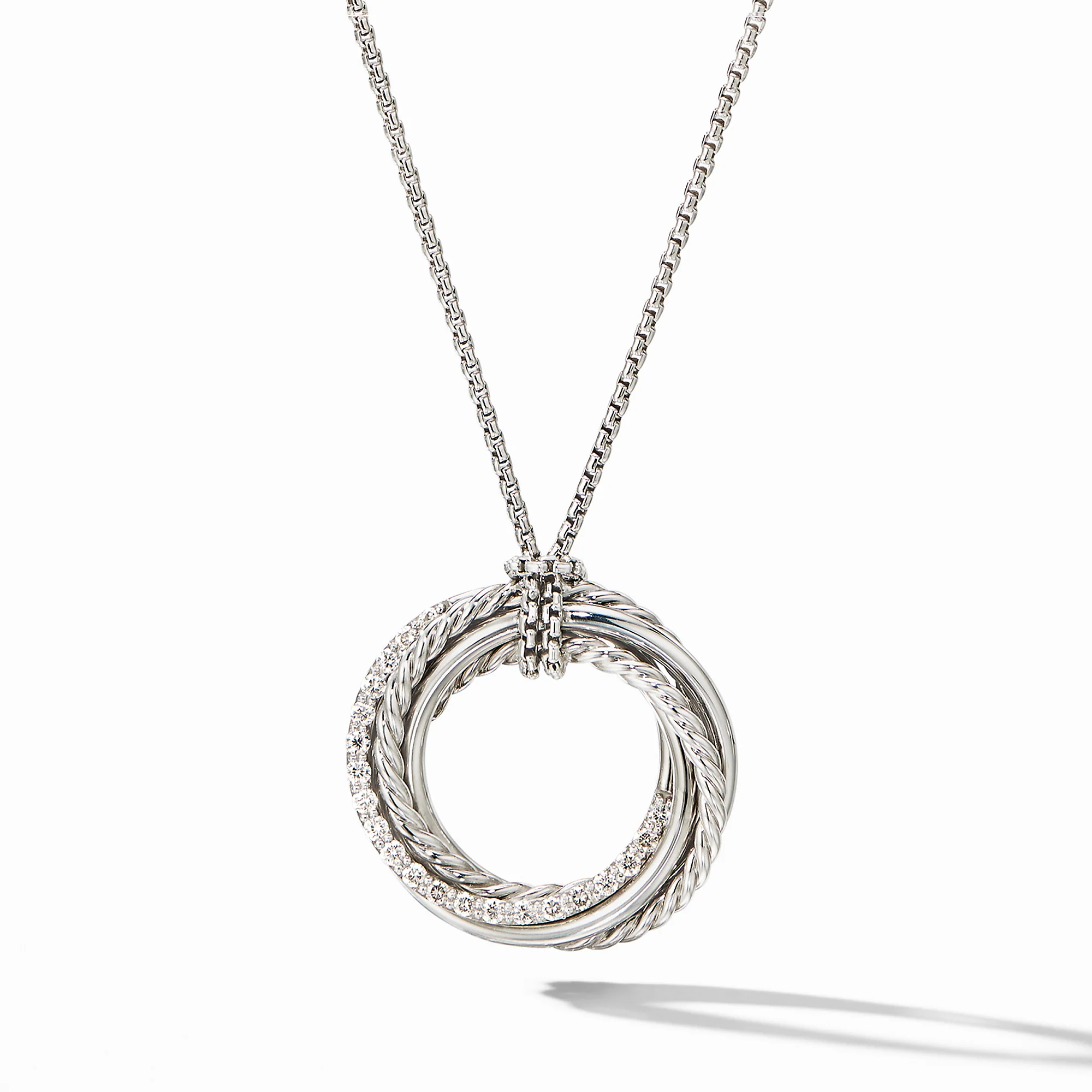 Crossover Pendant Necklace with Diamonds, 18" Length