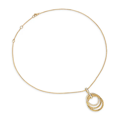 Crossover Trio Pendant Necklace in 18K Yellow Gold with Diamonds, 24mm - Image 3