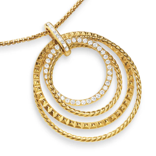 Crossover Trio Pendant Necklace in 18K Yellow Gold with Diamonds, 39.5mm - Image 4