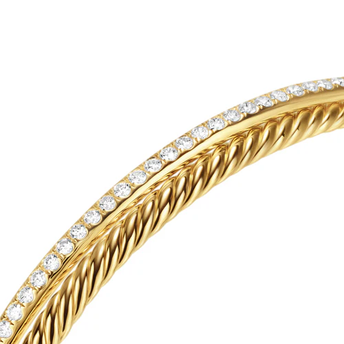 Crossover Two Row Bracelet in 18K Yellow Gold with Diamonds, 6mm, Size Small - Image 4