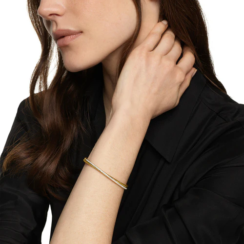 Crossover Two Row Bracelet in 18K Yellow Gold with Diamonds, 6mm, Size Small - Image 5