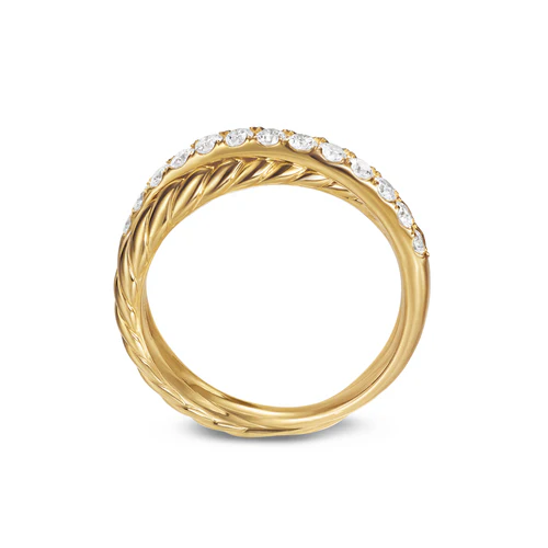Crossover Two Row Ring in 18K Yellow Gold with Diamonds, 5mm, Size 6 - Image 5