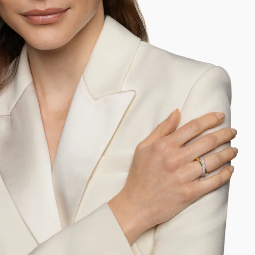 Crossover Two Row Ring in 18K Yellow Gold with Diamonds, 7.5mm, Size 7 - Image 6