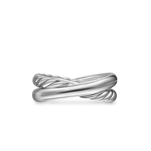 Crossover Two Row Ring in Sterling Silver with 14K Yellow Gold, 7.5mm, Size 5 - Image 3