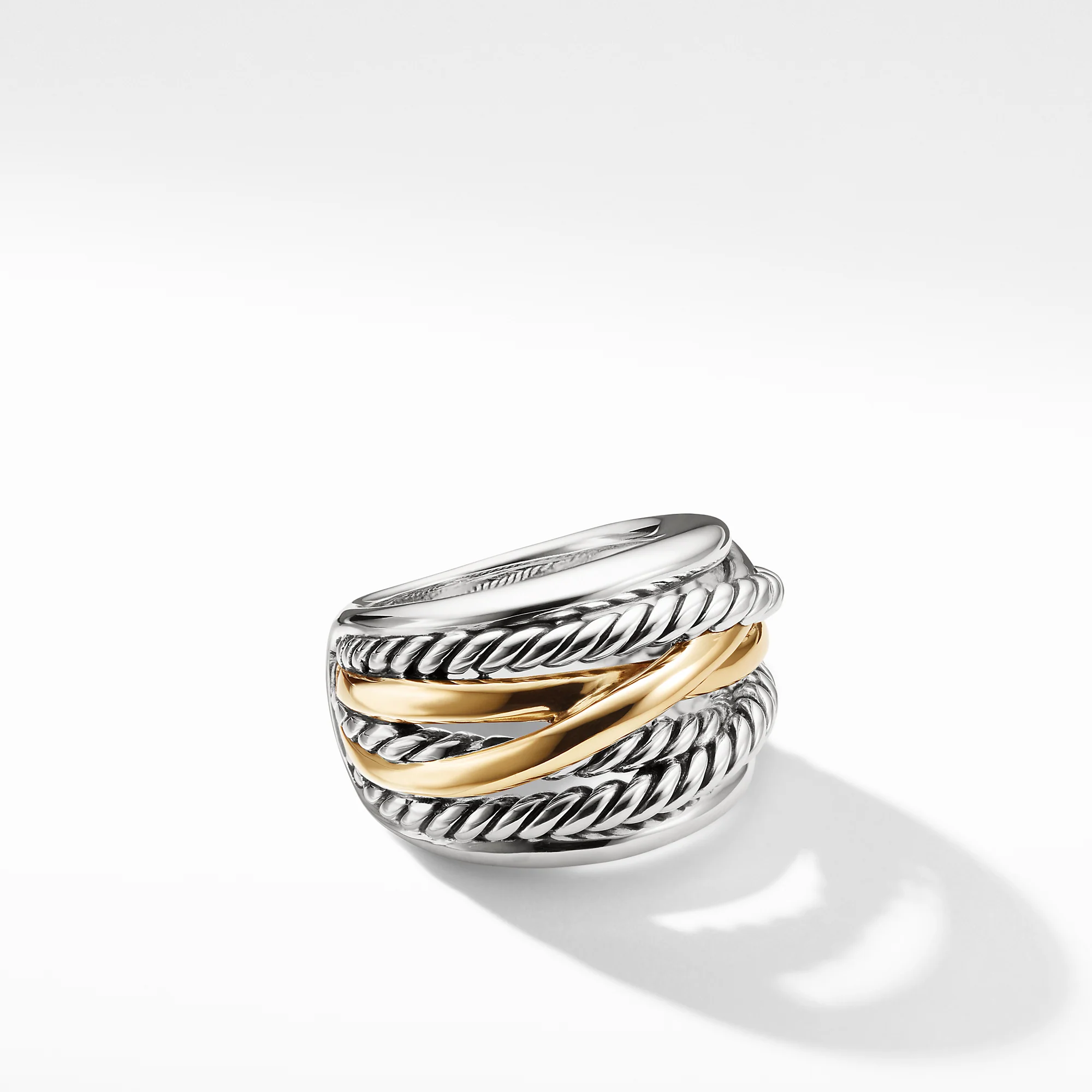 Crossover Wide Ring with Gold, Size 7 - Image 2