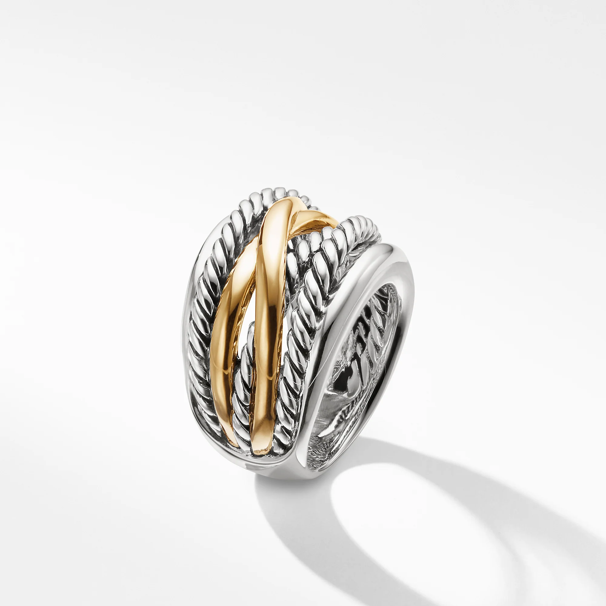 Crossover Wide Ring with Gold, Size 7 - Image 3